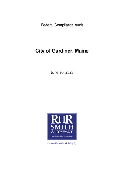 City of Gardiner ACFR Cover