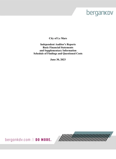 City of Le Mars ACFR Cover