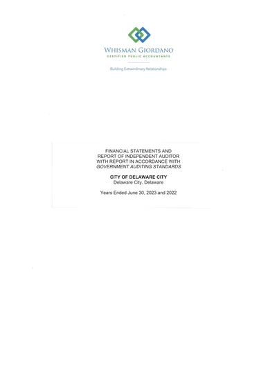 City of Delaware City ACFR Cover