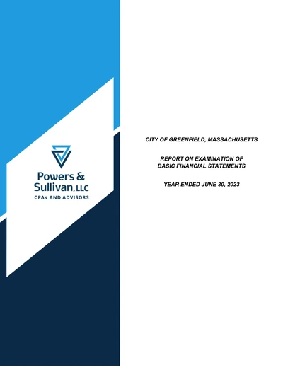 City of Greenfield ACFR Cover