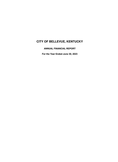 City of Bellevue, Kentucky ACFR Cover