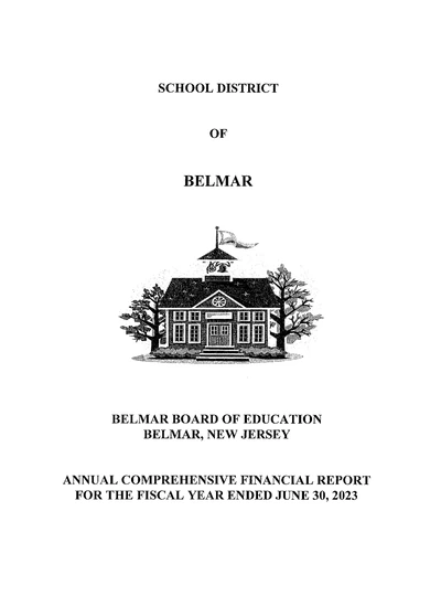 Belmar School District ACFR Cover