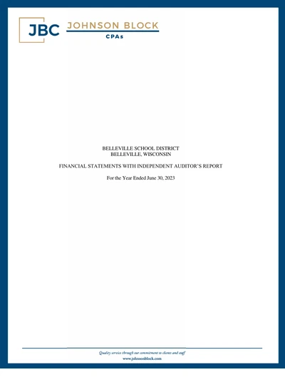 Belleville School District ACFR Cover