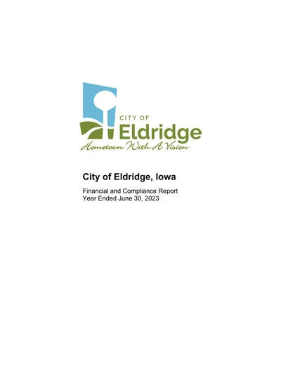 City of Eldridge, Iowa ACFR Cover