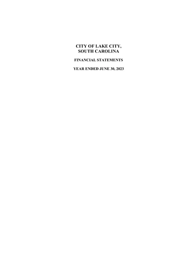 City of Lake City ACFR Cover