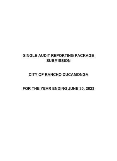 City of Rancho Cucamonga ACFR Cover