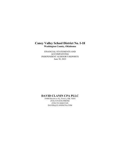 Caney Valley School District ACFR Cover