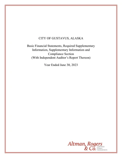 City of Gustavus ACFR Cover