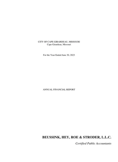 City of Cape Girardeau, Missouri ACFR Cover