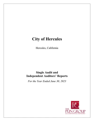 City of Hercules ACFR Cover