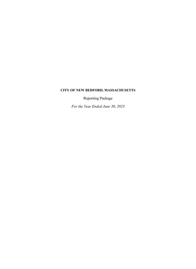 City of New Bedford ACFR Cover