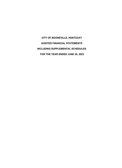 City of Booneville ACFR Cover