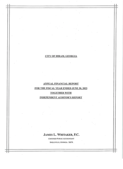 City of Hiram ACFR Cover