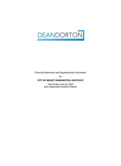 City of Mt. Washington ACFR Cover