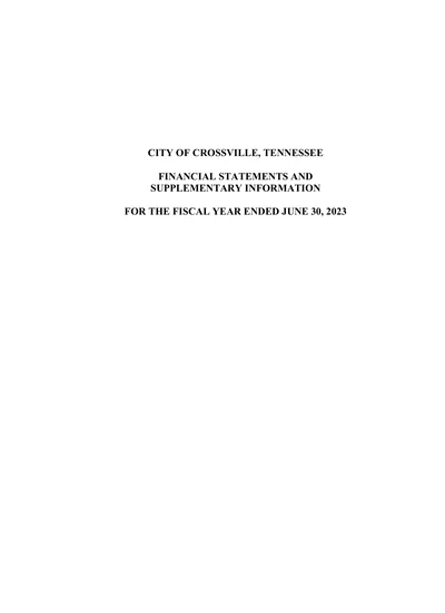 City of Crossville ACFR Cover