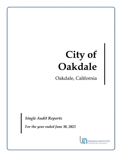 City of Oakdale ACFR Cover