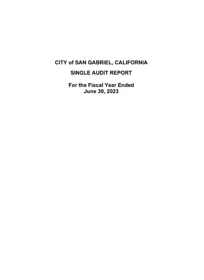 City of San Gabriel ACFR Cover