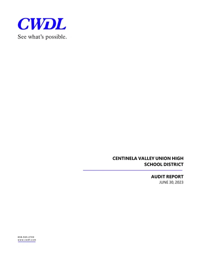 Centinela Valley Union High School District ACFR Cover