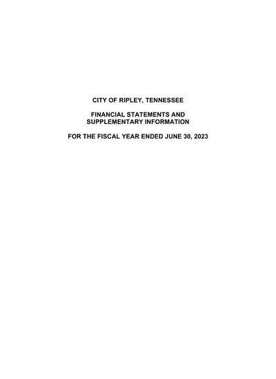 City of Ripley ACFR Cover
