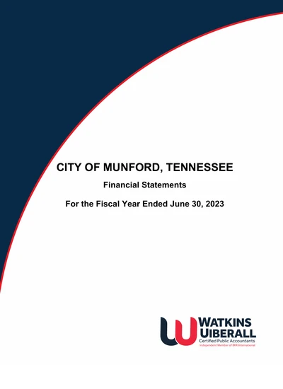 City of Munford, Tennessee ACFR Cover