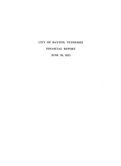 City of Dayton, Tennessee ACFR Cover