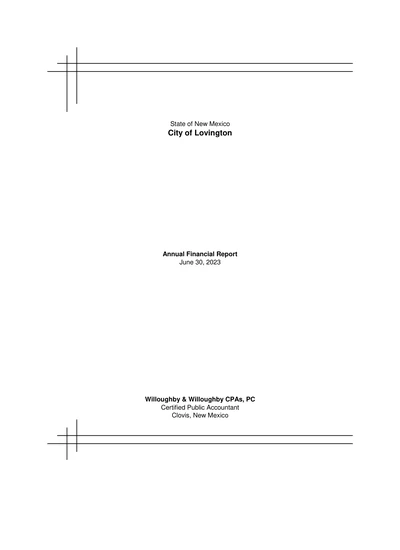 City of Lovington ACFR Cover