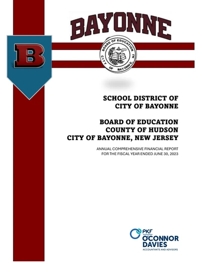 City of Bayonne School District ACFR Cover