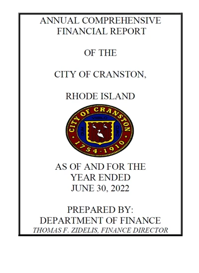 City of Cranston, Rhode Island ACFR Cover