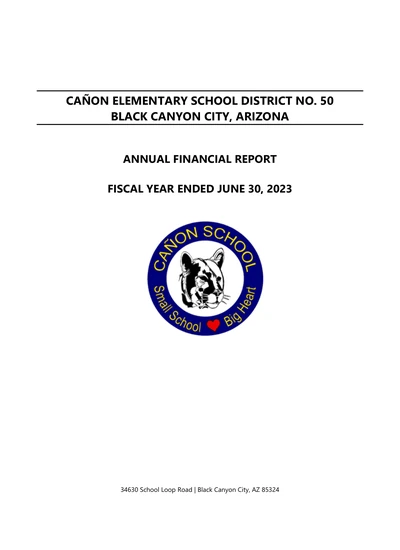 Canon Elementary School District No. 50 ACFR Cover