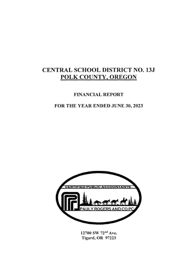 Central School District ACFR Cover