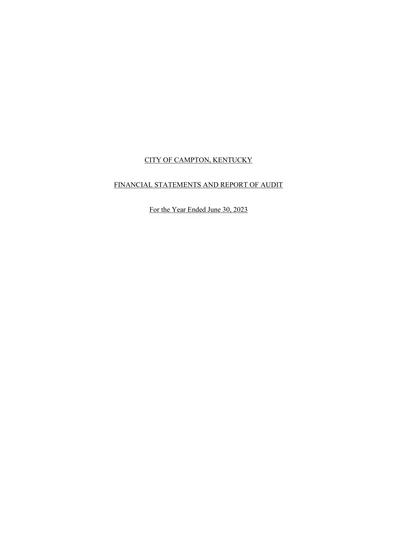 City of Campton ACFR Cover