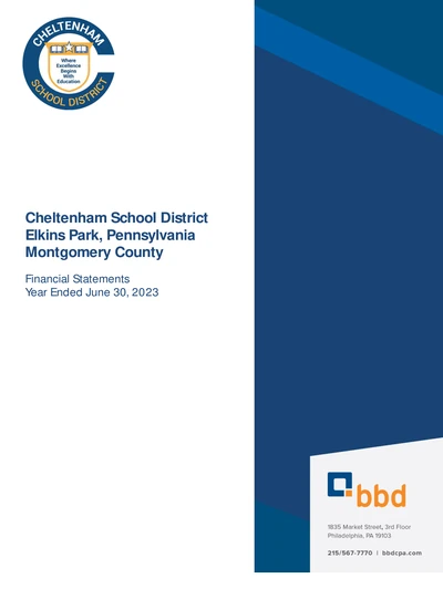 Cheltenham School District ACFR Cover
