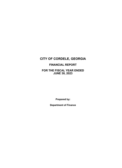 City of Cordele, Georgia ACFR Cover