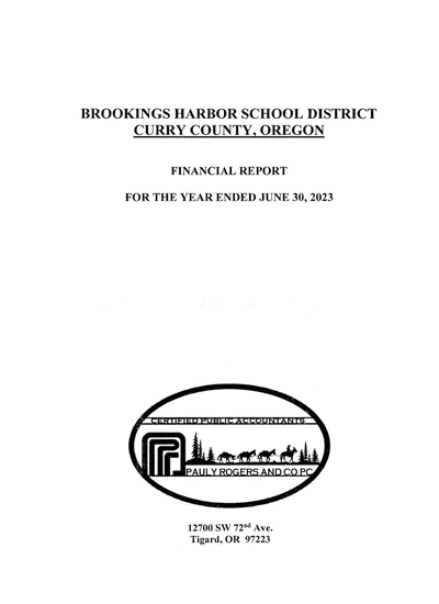 Brookings Harbor School District 17c ACFR Cover