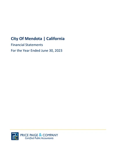 City of Mendota ACFR Cover