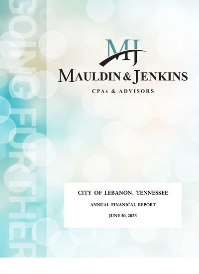 City of Lebanon Tennessee ACFR Cover