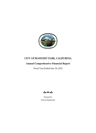 City of Rohnert Park ACFR Cover