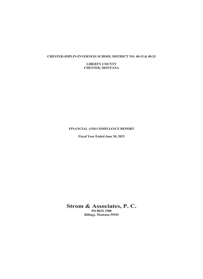 Chester Joplin Inverness School District 48-1j-2j ACFR Cover