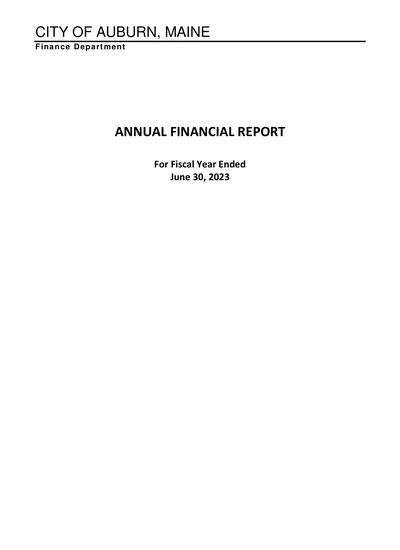 City of Auburn ACFR Cover