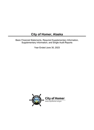 City of Homer, Alaska ACFR Cover