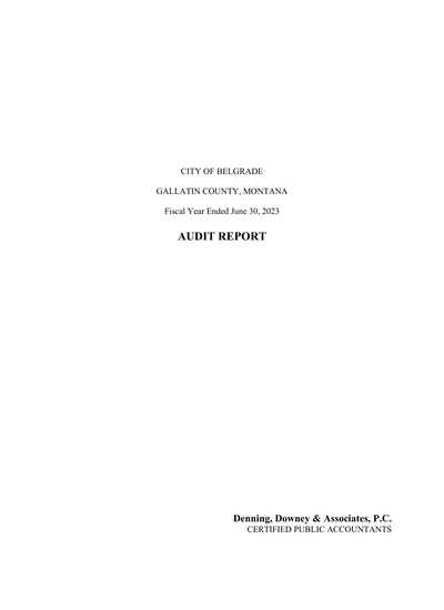 City of Belgrade ACFR Cover