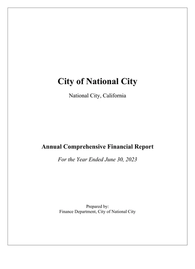 City of National City ACFR Cover