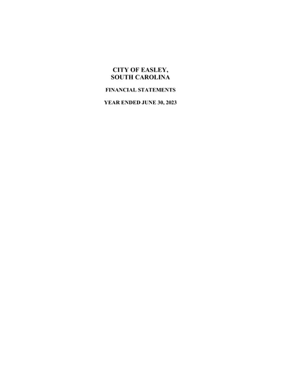 City of Easley ACFR Cover
