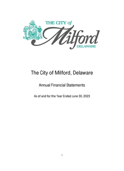 City of Milford, De ACFR Cover