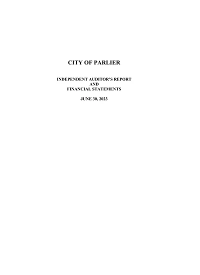 City of Parlier ACFR Cover