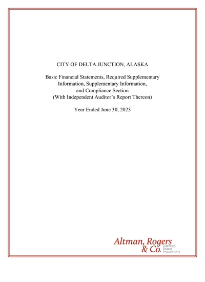 City of Delta Junction ACFR Cover
