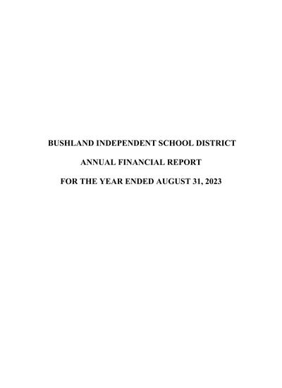 Bushland School District ACFR Cover