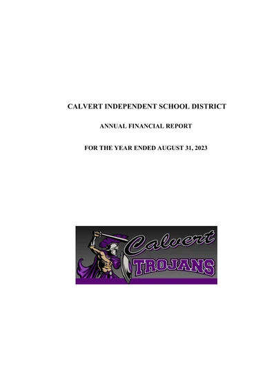 Calvert Independent School District ACFR Cover