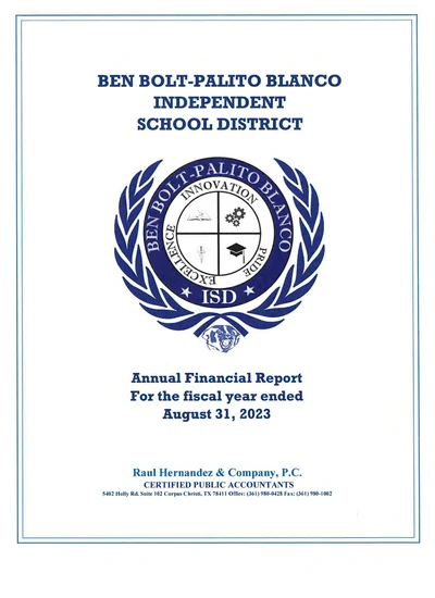 Ben Bolt-palito Blanco Independent School District ACFR Cover