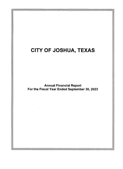 City of Joshua ACFR Cover